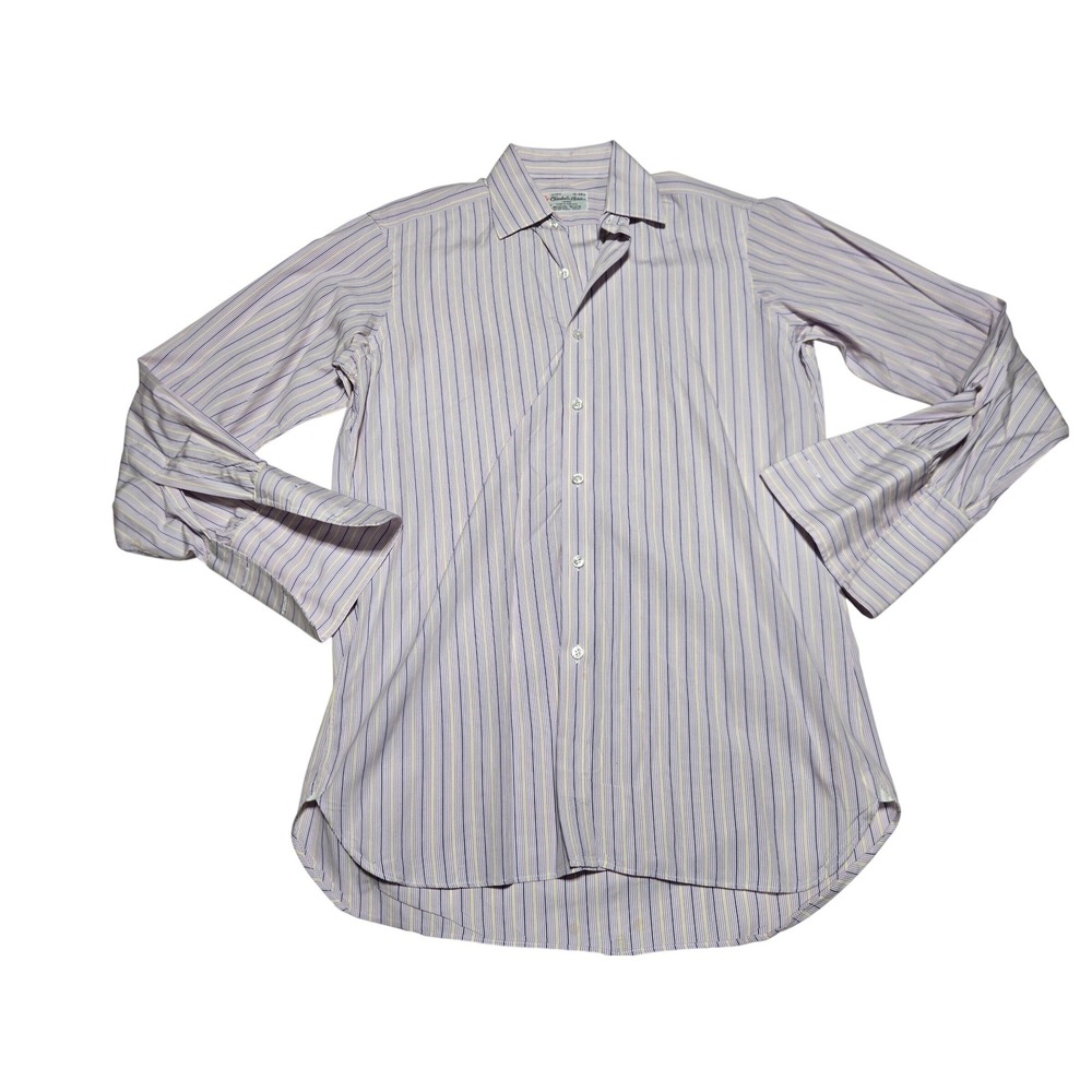 Turnbull & Asser Vertical Striped Button Up Shirt Men's 15 /‎ 38cm M Lavender